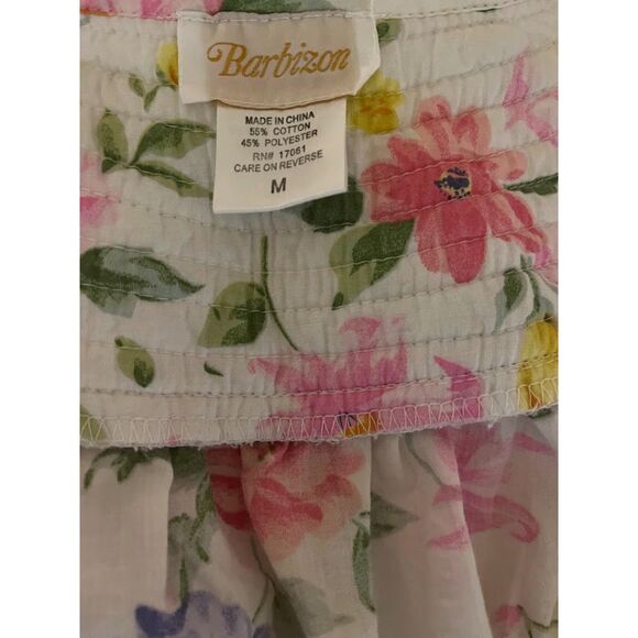 Vtg Barbizon Grannycore Cozy White/Pink/Green Floral Pink Snaps Housecoat Robe M - Picture 2 of 4